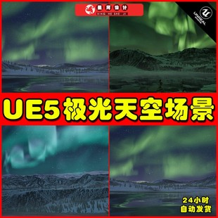 北极光天空夜幕山脉地貌场景5.0 UE5 Arctic Aurora Landscape