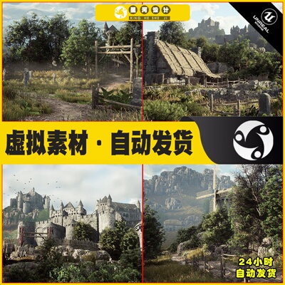 UE5 Modular Medieval Environment 中世纪教堂城堡场景4.27 5.1
