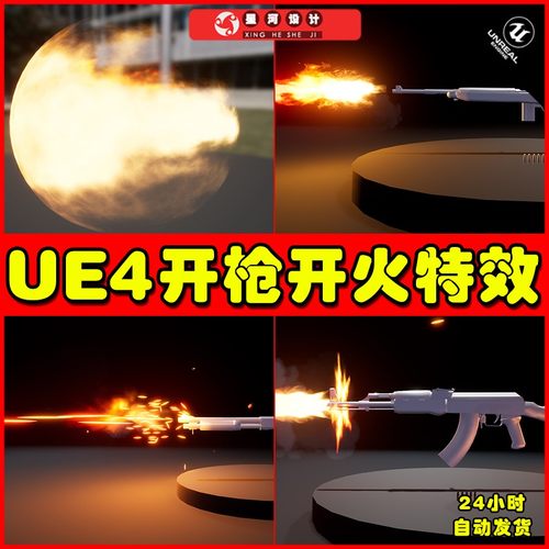 UE4UE5 Niagara Muzzle Flash Fx Pack 开枪火花粒子特效4.27