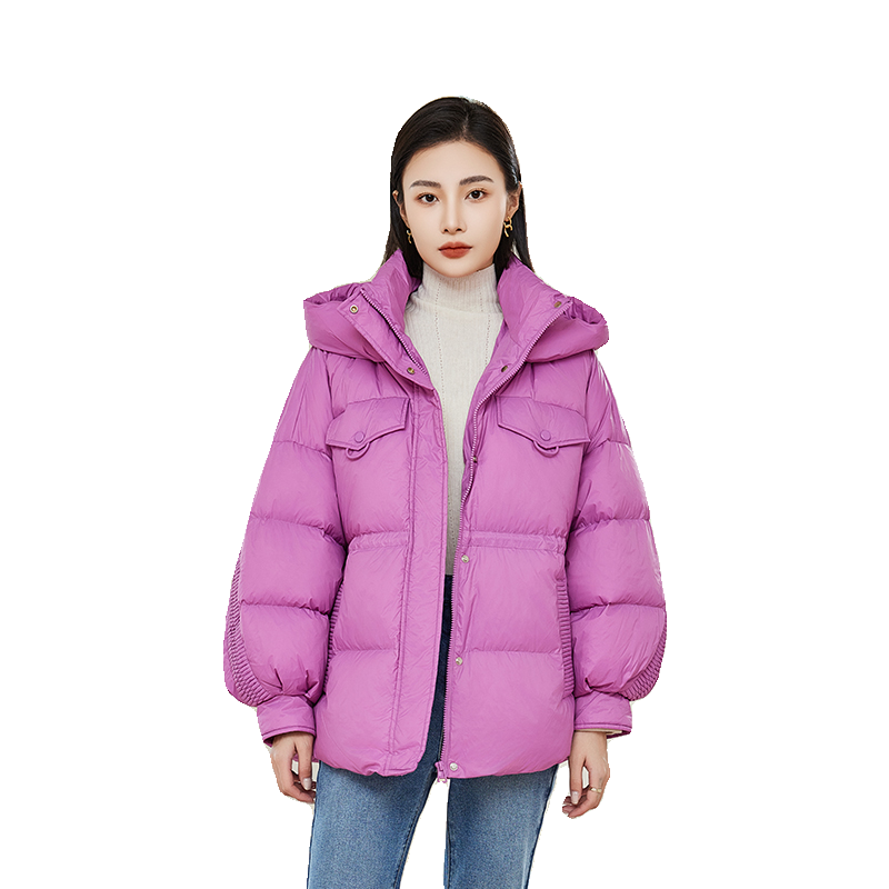 艾尚雪中长款连帽羽绒服