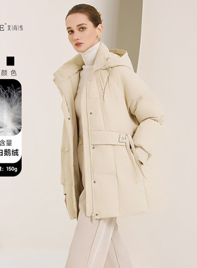 黑色宽松收腰外套艾尚雪韩版连帽