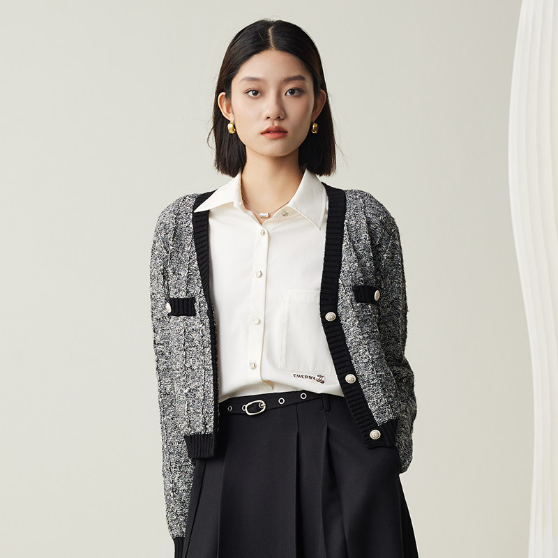 梵凯宽松时尚宽松长袖剌绣衬衣女图片