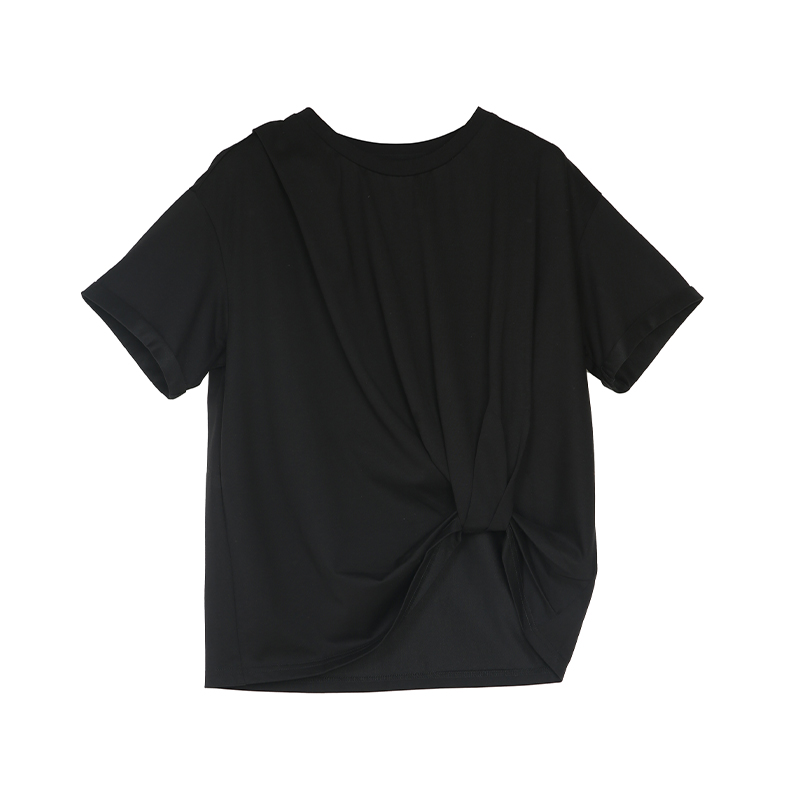 梵凯夏季扭结小众圆领短袖T恤女