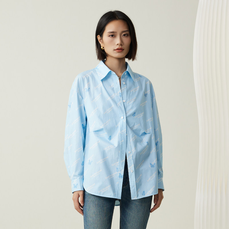 梵凯衬衣女2025春休闲宽松后开叉中长衬衣外套春夏长袖防晒薄衬衫