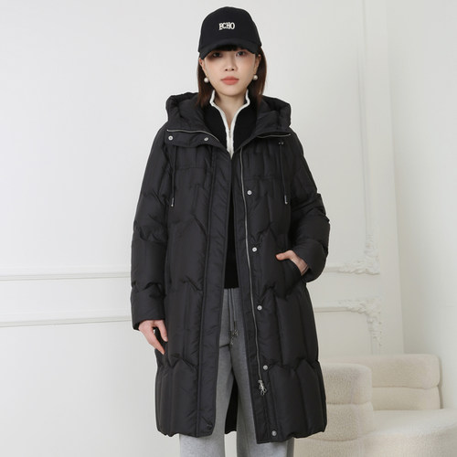梵凯2025冬时尚压胶连帽厚羽绒服