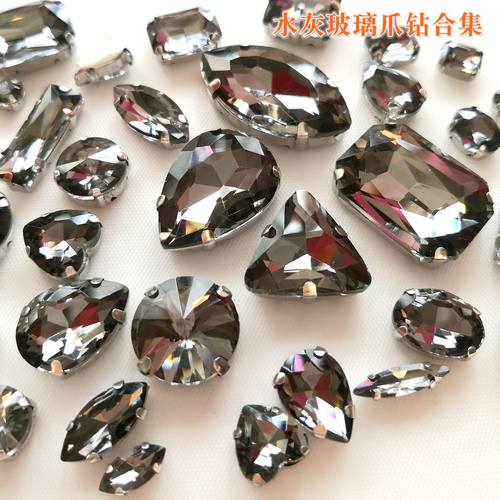 透明灰闪钻diy水晶玻璃手缝爪钻
