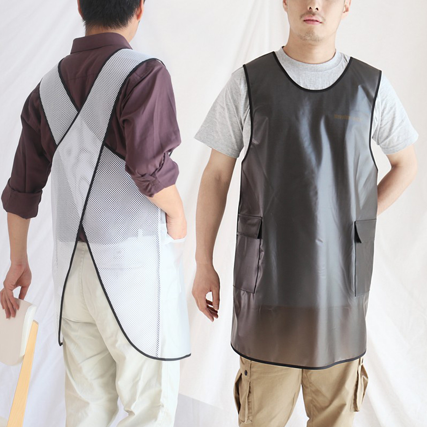 防水防油围裙免系带游泳馆宠物咖啡店厨房餐饮男女通用无袖工作服