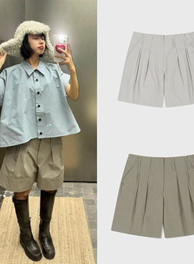 现货！慵懒设计感2025春韩国LOWCLASSIC纯色卷边休闲短裤热裤女