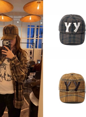 现货 OPENYY 26fw YY骨头立体刺绣棒球帽女羊毛弯檐休闲鸭舌帽