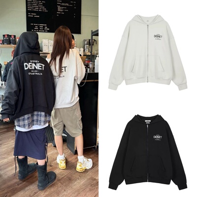 现 Deinet韩国小众品牌女2025秋季新款前后渐变字母拉链卫衣外套