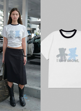 现货韩国小众设计师品牌25夏LOWCLASSIC宽松素描小熊短袖T恤男女