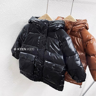 2025冬款羽绒衣男童女童洋气熊耳朵羽绒服中童免洗保暖外套童装