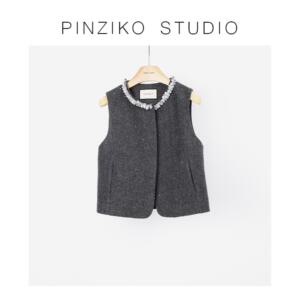 PINZIKO 大兔子 新款时尚气质百搭宽松优雅简约毛呢马夹