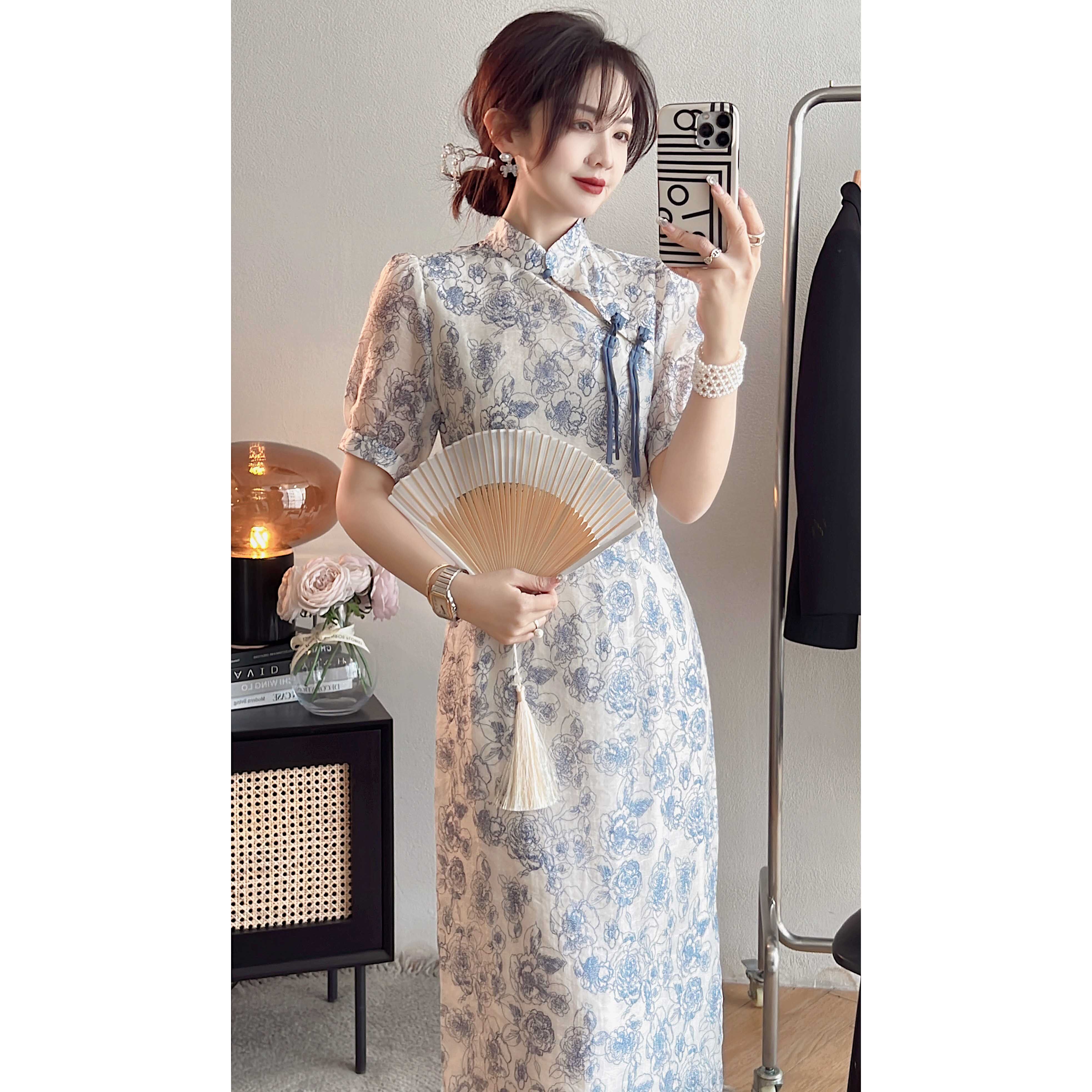 pinziko 大兔子 气质新中式复古改良旗袍盘扣设计显瘦连衣裙新款