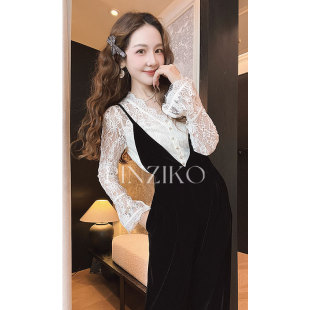 镂空蕾丝上衣显瘦小衫 PINZIKO V领百搭长袖 法式 大兔子