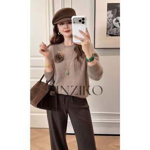 PINZIKO 大兔子 山羊绒羊毛拉绒毛衣加厚款亮片保暖针织衫