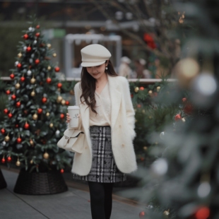 PINZIKO 大兔子 羊绒澳毛双面呢大衣冬季白色高级感外套女