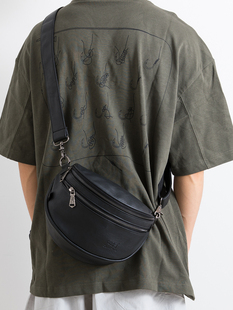 韩版时尚男女皮质单肩包个性贝壳包机能风休闲斜挎背包潮流胸包