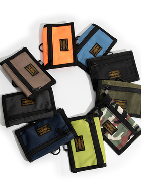 时尚潮流男女帆布卡包休闲工装风多卡位挂脖日系简约零钱包耳机包