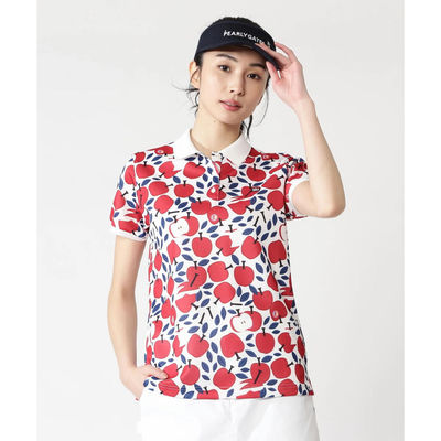 日本26春夏款PEARLY GATES女士高尔夫服装苹果印花网眼短袖POLO衫