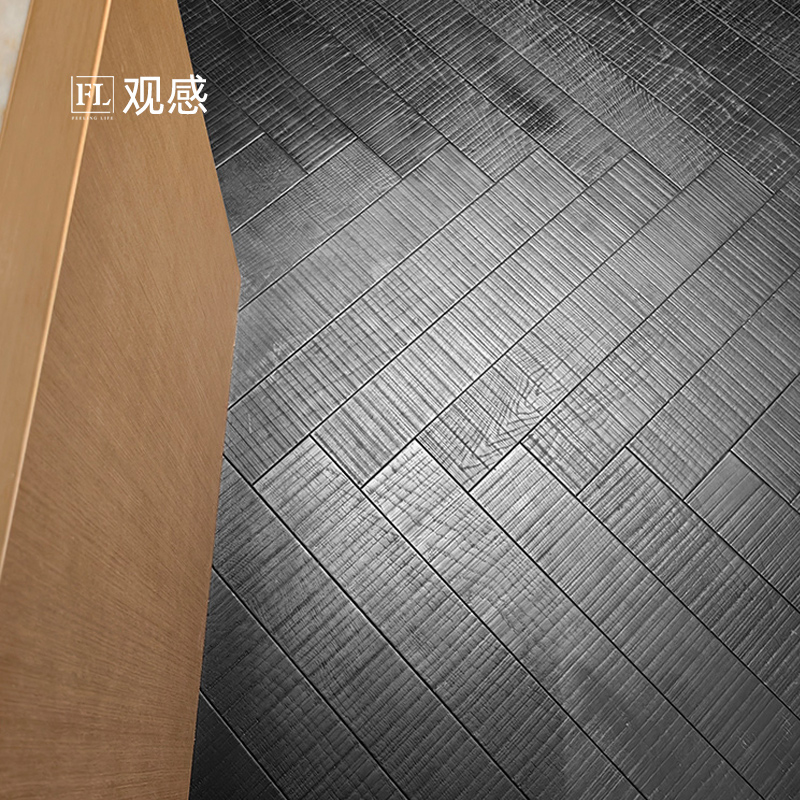 观感-黑色人字拼-欧洲白橡木三层实木复合地板孕婴环保安全ENF级