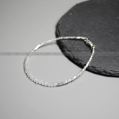 Ciel原创天然白水晶+纯银珠手链