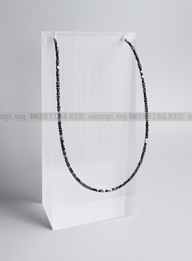 Ciel原创手工黑胆石项链1.5mm方块珠极细锁骨链颈链简约气质黑色