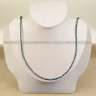 Ciel原创手工黑胆石2mm极细珠项链锁骨链颈链短链切面珠绝美绿色