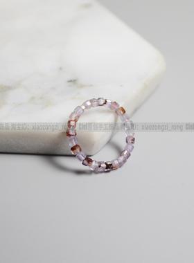 Ciel原创手工天然紫发晶戒指超七指环关节戒尾戒2.5mm小方糖幽灵