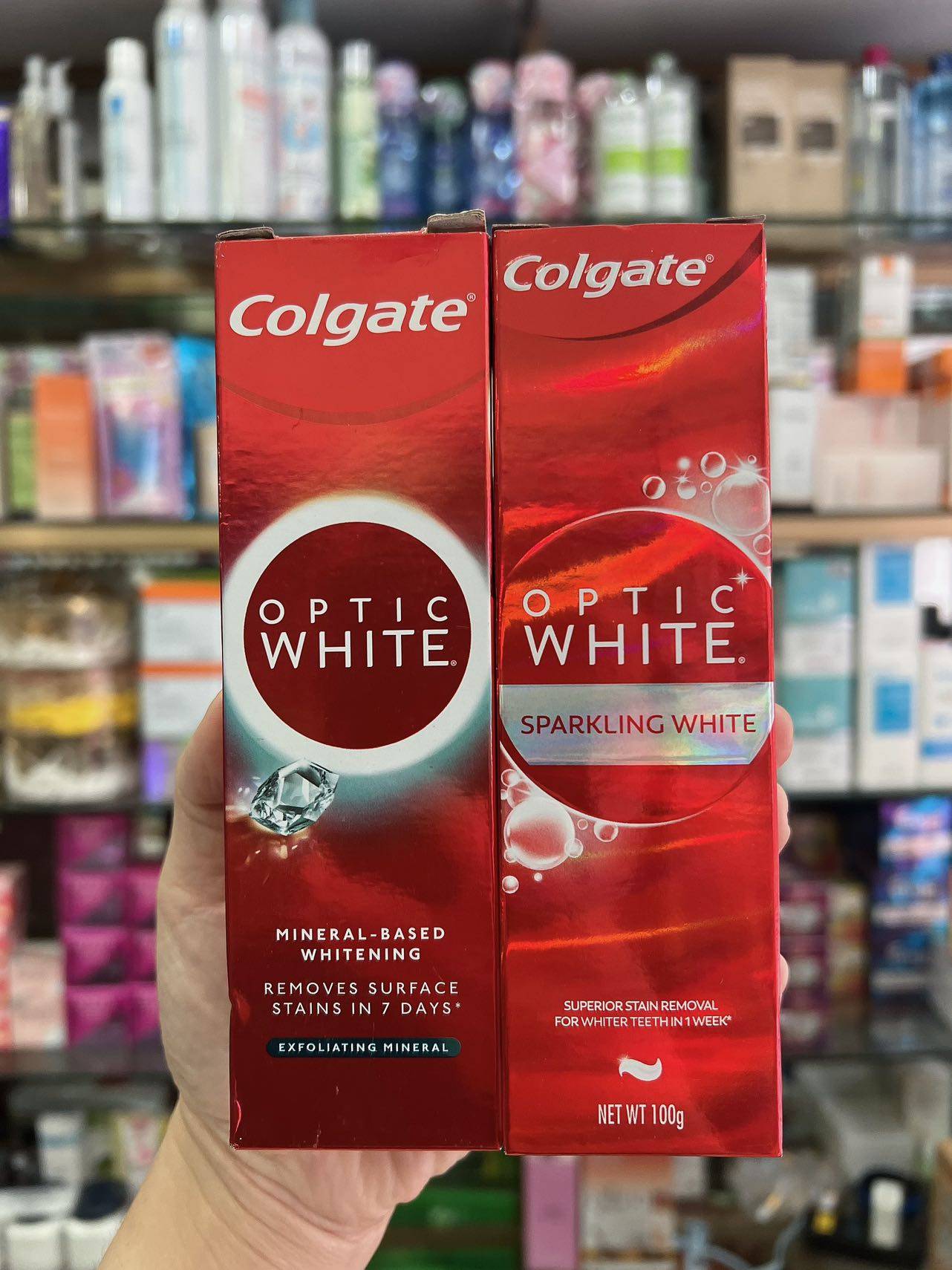 高露洁optic white光感白清新牙膏一星期牙齿亮白提升 含氟去烟渍