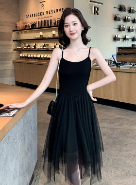 吊带连衣裙女夏季小个子网纱长裙