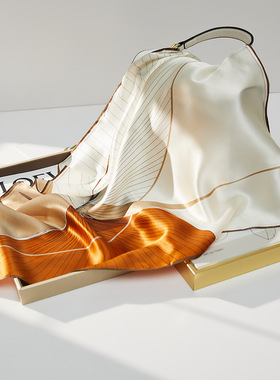 2024桑蚕丝丝巾批发时尚真丝芳草渡小方巾70夏季披肩百搭素绉缎