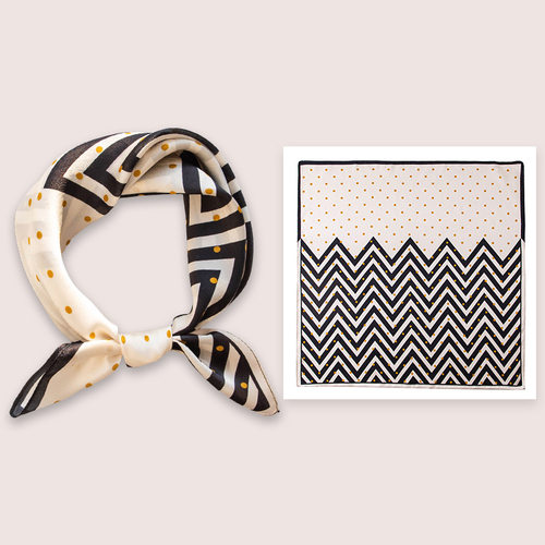 2026桑蚕丝丝巾系脖小方巾感波点围巾情人节礼物感送老婆