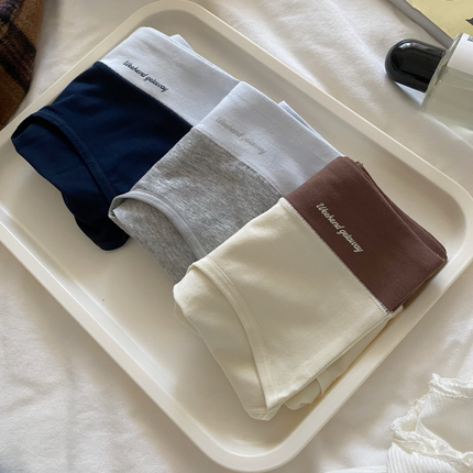 韩风基础好穿撞色腰边A类婴儿棉透气弹力7A抑菌加长裆三角内裤女