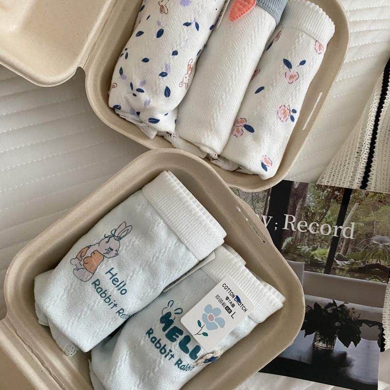 5条装 田园风爱吃胡萝卜可爱小兔透气纯棉中腰大码女士三角内裤,女士内衣/男士内衣/家居服,女三角裤,淘宝优惠券,粉丝福利购,淘宝优惠卷