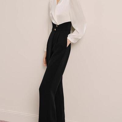 商场同款25春款V领拼接修身显瘦