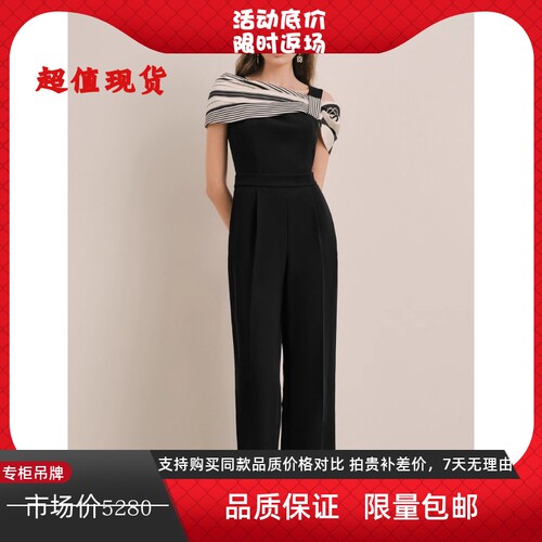 24夏季新品高腰长裤印花蝴蝶结领