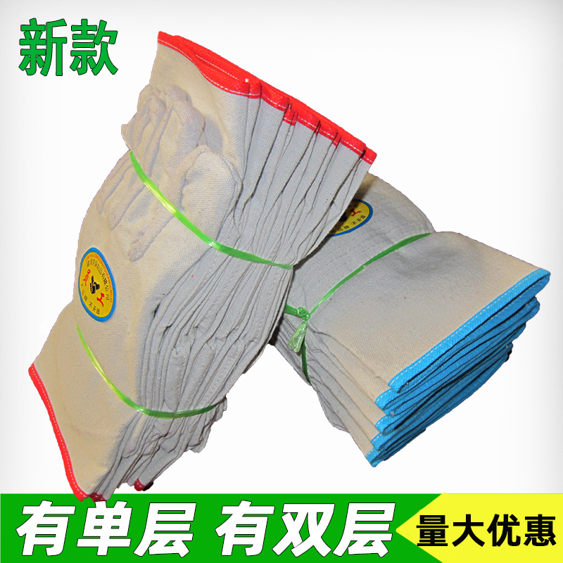 帆布手套劳保手套双层加厚耐磨用24道线全内衬机械电焊工手套厂家