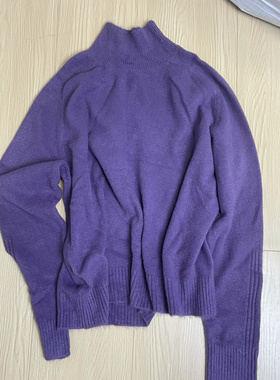 紫色立领宽松长袖毛衣套头毛衣内搭纯色秋冬新款