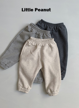 自制 灰色系列大PP卫裤 宽松休闲一体绒长裤男女宝中性童装冬款新