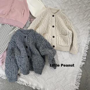 经典款松垮提花羊毛衫 韩范粗针毛衣上衣 男孩女孩中性童装秋冬