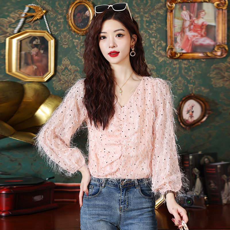实拍2025春季新款轻奢名媛女装别致甜辣很仙的上衣高端时尚雪纺衫