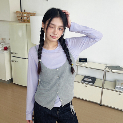 BORAN帛然韩系设计感针织两件套