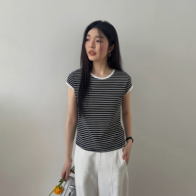 BORAN经典撞色条纹T恤上衣女