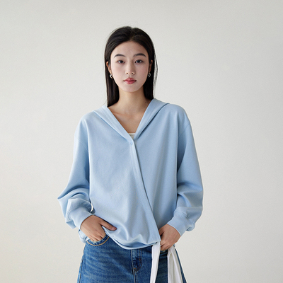 BORAN帛然休闲纯色百搭连帽卫衣