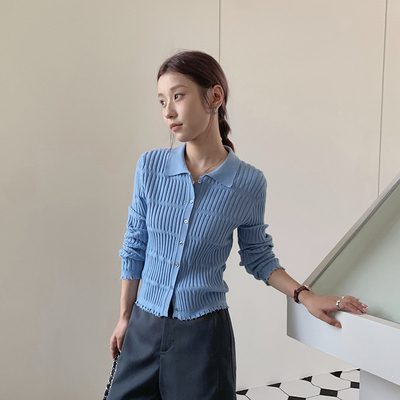 2025年秋季新款BORAN帛然休闲针织衫长袖开衫修身上衣女B2D8195S