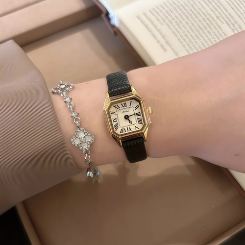 米莉莎复古罗马刻度考试石英腕表