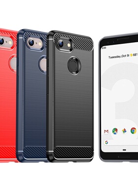 适用谷歌Pixel3手机壳Google3XL拉丝碳纤维纹保护套软3A全包防摔