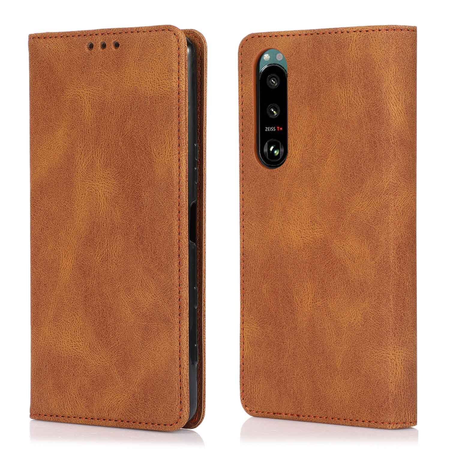 适用于sony/索尼xperia5Ⅲ手机壳磁吸翻盖插卡保护皮套全包防摔