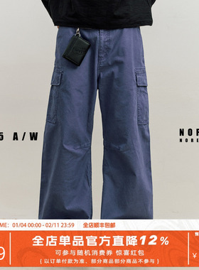NOFAITH水洗做旧弯刀工装裤男宽松百搭直筒法工裤休闲长裤潮25FW